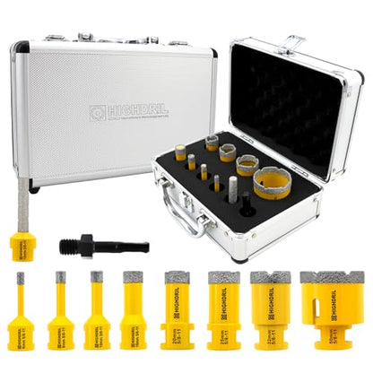 HIGHDRIL 10Pcs Diamond Drill Bits Kit with 5/8-11for Porcelain Tile Ceramic - size: Thread Set8