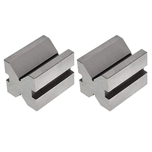 waltyotur V Block Set with Clamp Hardened Steel 90 Degree Angle Precision V Block Set 1-5/8x 1-1/4 x 1-1/4 Multi-Use Gauge Gage Machinist Tool with Box