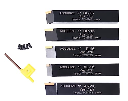Accusize Industrial Tools 1'' 5 Pc Indexable Turning Tool Set, 2380-5643 - size: 1 in