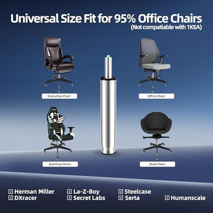 10 Inches to 15 Inches Office Chair Gas Lift Cylinder Replacement, 4.5'' Stroke, Hydraulic Pneumatic Shock Piston, Heavy Duty, Universal Diameter Fit for Most Office Chair, Class 4 (Polished Steel) - color: Polished Steel, size: 4.5'' Travel Length