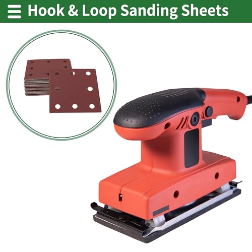 50 Pcs Rectangle Sandpaper 8 Hole 180 Grit Hook and Loop Sanding Sheets Universal for Automotive Refinishing Woodworking 115x110mm Aluminum Oxide Red - size: 180 Grit