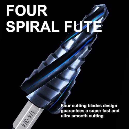 GRENPRO M35 Cobalt Step Drill Bit, 1/4"-3/4", TiAlN, 1/4" Hex Shank