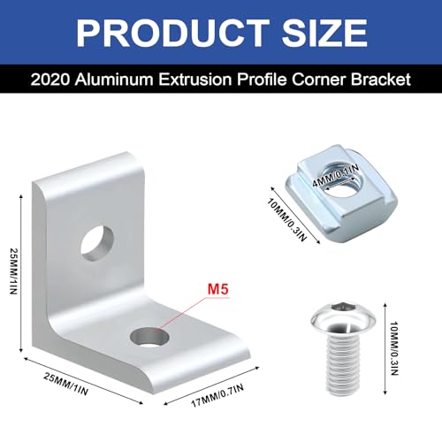 24Pack 2020 Corner Bracket Connector 90Degree Angle Bracket Silver - color: Silver, size: 20-Corner 2Hole