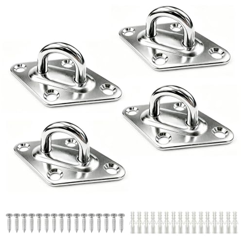 4 Pcs 316 Stainless Steel Ceiling Hook Pad Eye Plate