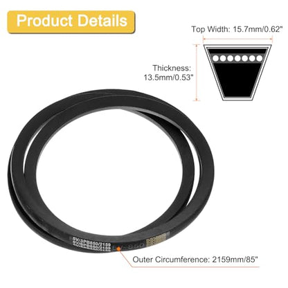 uxcell 5V850 V-Belt, Classic Wrapped Rubber V-Belt 85" Outside Circumference x 0.62" Width x 0.53" Height for Industrial Machinery Equipment, Black - size: 5V850