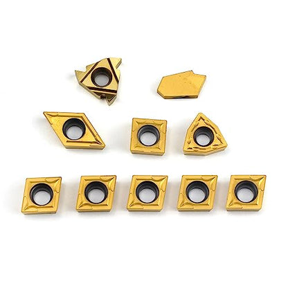 OSCARBIDE Carbide Turning Inserts 10 Pieces/Pack,SCMT09T304,16ER AG60,GTN-3,WCMT06T304,CCMT09T304,DCMT11T304 Carbide Inserts for 5/8" Shank Indexable Lathe Turning Tool Holder