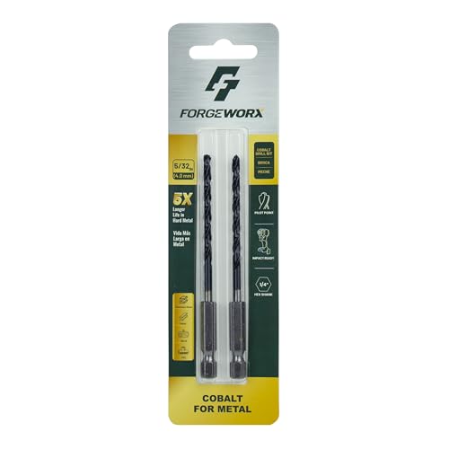 5/32 Inch Cobalt Drill Bits 2pcs Heavy-Duty Metal Drill Bit Set for Steel, Cast Iron, TiAlN Coating, 1/4" Hex Shank (5/32" x 4") - size: 5/32 in