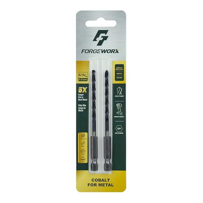 5/32 Inch Cobalt Drill Bits 2pcs Heavy-Duty Metal Drill Bit Set for Steel, Cast Iron, TiAlN Coating, 1/4" Hex Shank (5/32" x 4") - size: 5/32 in