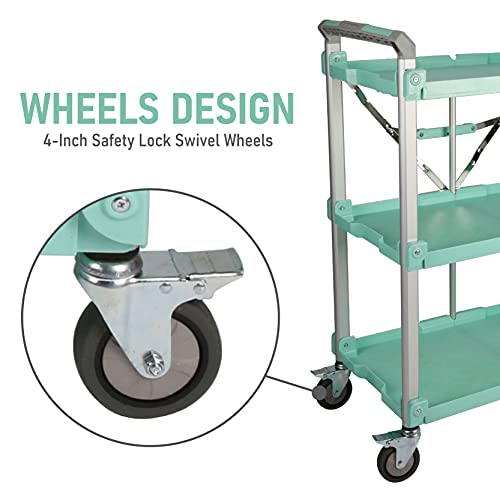 Olympia Tools 89-353 Pack N Roll Collapsible Service Cart, XL, 300LB Capacity, Teal - color: Teal, size: 300LB