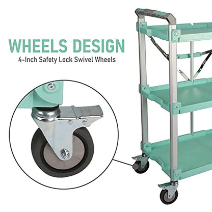 Olympia Tools 89-353 Pack N Roll Collapsible Service Cart, XL, 300LB Capacity, Teal - color: Teal, size: 300LB