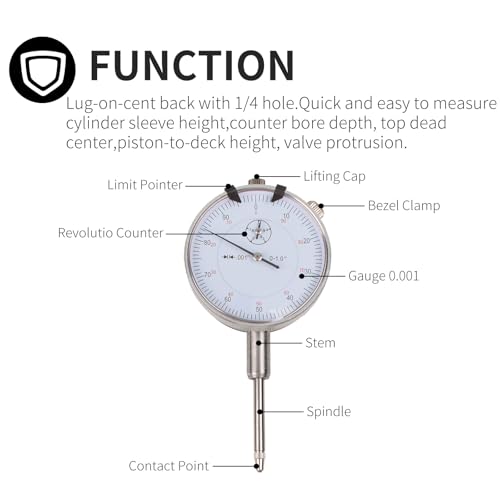 6434 Sleeve Height & Counterbore Gauge, 0-1" Dial Indicator with 0.001" Graduation, Diesel Engine Cylinder Liner Measuring Tool, Caterpillar Cummins Detroit Diesel Compatible