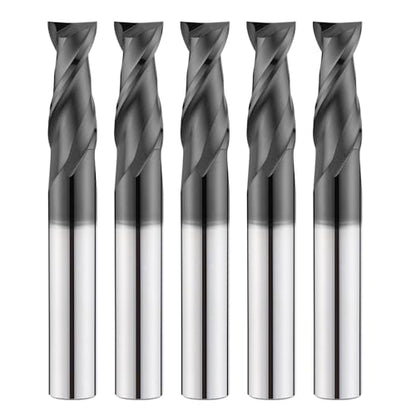 1/4" Tungsten Carbide Square End Mill 2 Flute Micro Grain Milling Bits Set,AlTiN Coating,for Milling Alloy Steels,Cast Iron,Carbon Steel(5PCS) - size: 1/4 in