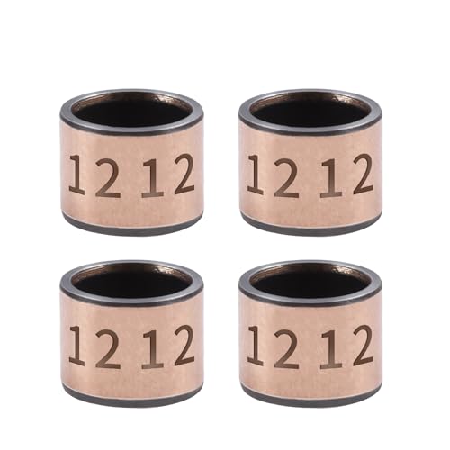 4Pcs Sleeve Bearing 12mm Bore x 15mm OD x 12mm Length Plain Bearings Wrapped Oilless Bushings for Printing Machines, Textile Machines, Hydraulic Transport Vehicles - size: 12x15x12mm