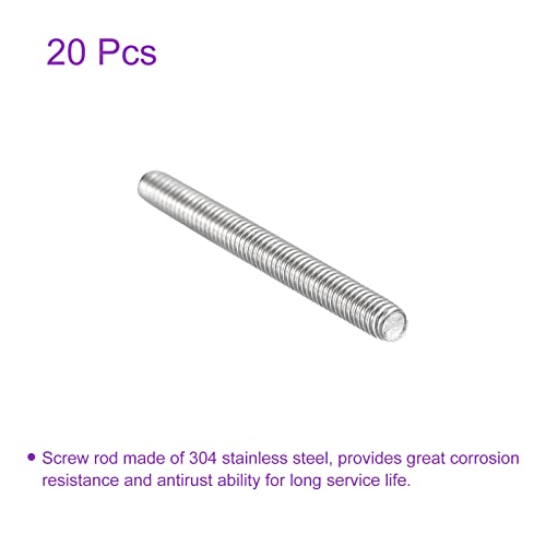 DMiotech 20 Pack M4 x 40mm Fully Threaded Rod 304 Stainless Steel Right Hand Threads Rod Bar Studs Clamps and U-Bolts - size: M4 x 40mm
