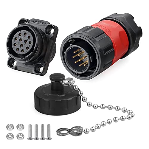 CNLINKO YM-20 Industrial Waterproof Connector IP68 Circular Aviation Plug PBT Plastic Shell M20 2-12 Pin Flange Socket (12-Pin) - size: 12-Pin, style: Male Plug/Female Socket