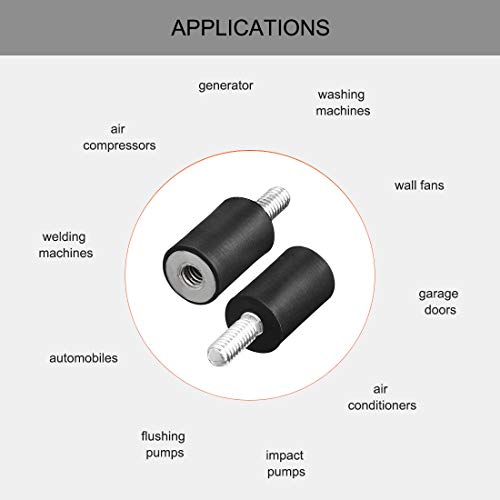 uxcell M4 Thread Male Female Rubber Mounts Vibration Isolators Shock Absorber 10mm X 15mm Black 8pcs - size: M4x10mmx15mm