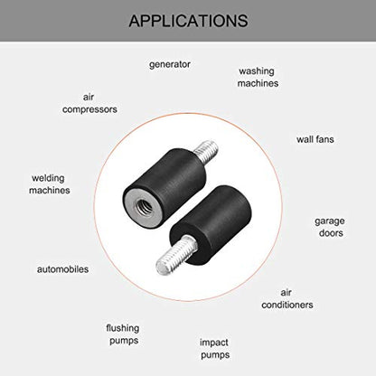 uxcell M4 Thread Male Female Rubber Mounts Vibration Isolators Shock Absorber 10mm X 15mm Black 8pcs - size: M4x10mmx15mm