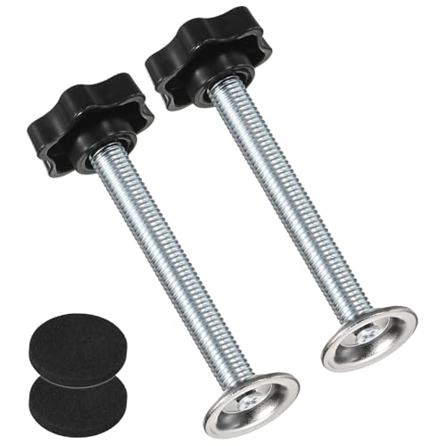 M METERXITY 2-Pack Star Handle Hand Screws, M10x80mm Carbon Steel Thread Star Clamping Knobs with Screws, Pressure Plate and Rubber Pad for Woodworking/Mechanical Equipment [Black] - size: M10 x 80mm