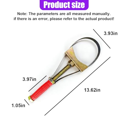 Heavy Duty Oil Filter Wrench, Adjustable Strap Wrench Fit for 9-15cm Diameter, Larger Oil Filter Removal Tool with Tension Nut, Automotive Mechanic Tools for Trucks, Excavators (Silver)