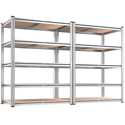 REIBII 2020LBS Garage Shelving Heavy Duty Metal Shelving 5 Tier Storage Shelves, Garage Shelves for Basement, Warehouse, Pantry, Closet, Kitchen, 72" H x 36" W x 16" D, Galvanized, 2 Pack - color: Galvanized