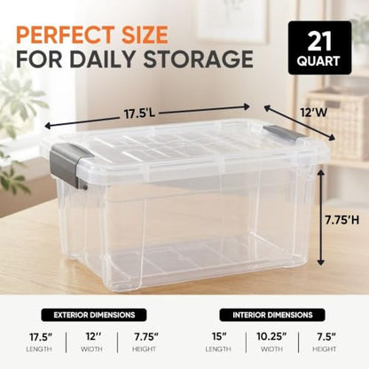 Superio 21 Quart Clear Plastic Storage Boxes with Lids, Stackable Organizer Containers, BPA-Free Storage Bins for Home, Office, School & Dorm, 1 Pack - size: 21 Quarts