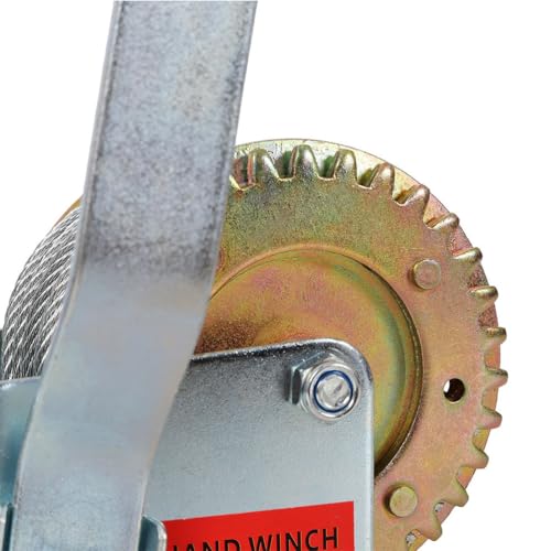 800 LBS Hand Winch with 32.8 FT Steel Cable, Heavy Duty Manual Hand Crank Winch, Two-Way Ratchet Boat Trailer Winch with 3.1:1 Gear Ratio for Boat, ATV, UTV, Trailer & Utility Pulling