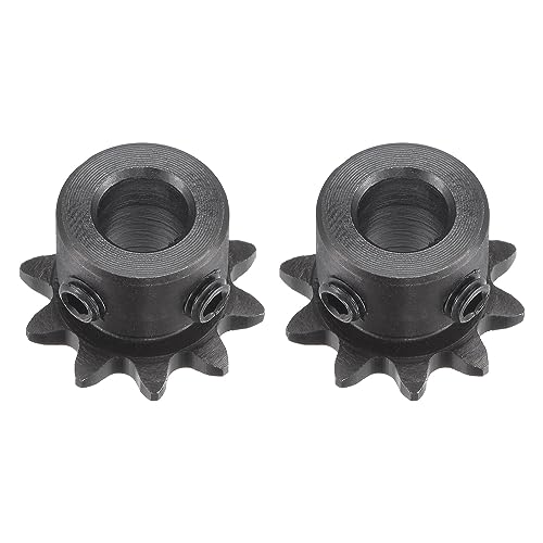 uxcell #25 Chain Roller Sprocket, 8mm Bore 1/4" Pitch 10 Tooth Single Strand Chain Sprocket, C45 Carbon Steel 25 Roller Chain Sprocket with Set Screws for ISO 04C Chain, 2Pcs - size: 23.5mmx8mm