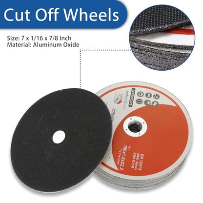 WFLNHB 25 Pack 7"x0.0625"x7/8" Metal and Stainless Steel Cut Off Wheels Replacement for Angle Grinders - style: 7"x1/16"x7/8"