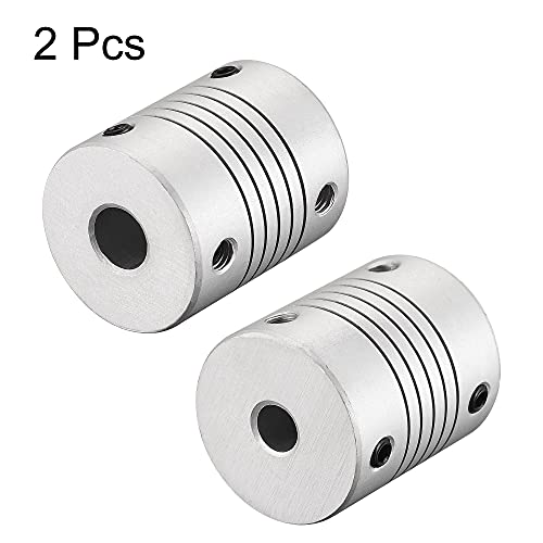 uxcell 8mm to 6mm Aluminum Alloy Shaft Coupling Flexible Coupler Motor Connector Joint L30xD25 Silver 2Pcs - size: 8mm to 6mm