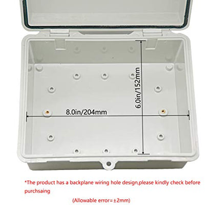 Zulkit 2pcs Junction Box ABS Plastic Dustproof Waterproof IP65 Electrical Boxes Hinged Shell Outdoor Universal Project Enclosure 8.7 x 6.7 x 4.3 inch (220x170x110 mm) - size: 8.7" x 6.7" x 4.3"(2pcs)