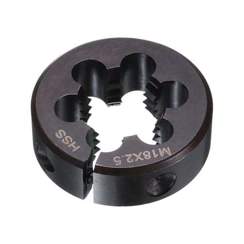 HARFINGTON Round Threading Die M18 x 2.5 Metric Thread 38mm OD Adjustable Right Hand High-Speed Steel (HSS) Round Die Screw Thread Cutting Die for Thread Repair - size: M18 x 2.5