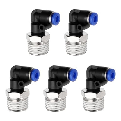 5Pcs Male Elbow Push to Connect Fitting Fit 4mm OD Tube 3/8" NPT - color: Blue, size: 4mm OD x 3/8" NPT