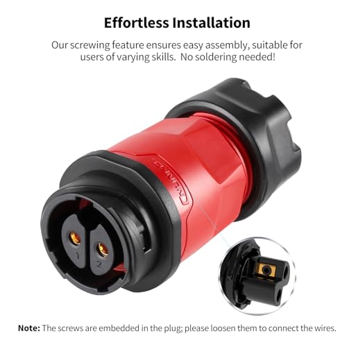 CNLINKO YM-20 2 PIN Screw Lock Waterproof Connector IP68 Circular Connector PBT Plastic Shell Quick Plug Aviation Connector M20 Male Plug and Female Plug(2-Pin) - size: 2-Pin, style: Screw-Assembly