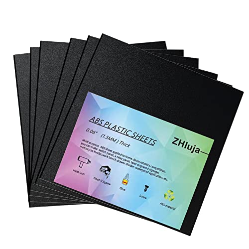 Black ABS Plastic Sheets- 0.060" Thick,12" x 12", 6 Pack for Laser Cutting, and Moldable - color: Black, size: 12" x 12"