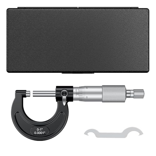 HDLNKAK Outside Micrometer 0-1"/0.0001", with Zero Wrench and Case (Black) - color: Black