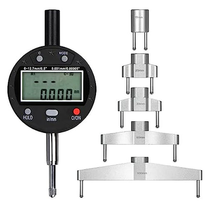 Digital Radius Gauge 3-in-1: Depth & Micrometer Tool | 0.5" Depth Measurement with 5 Interchangeable Jaws (10/20/30/60/100mm) | Radius Range 0.2"-27.5" (5-700mm) | Includes Zero Reference Plane