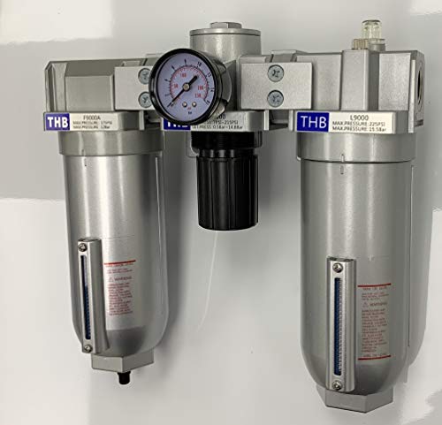 HEAVY DUTY INDUSTRIAL RATED 3 STAGE COMBINATION FILTER REGULATOR LUBRICATOR AIR LINE PARTICULATE FILTER MOISTURE TRAP LUBRICATOR OILER REGULATOR CLEAN AIR TOOLS (3/4" NPT, 11oz BOWL) - style: 3/4" NPT, 11oz BOWL