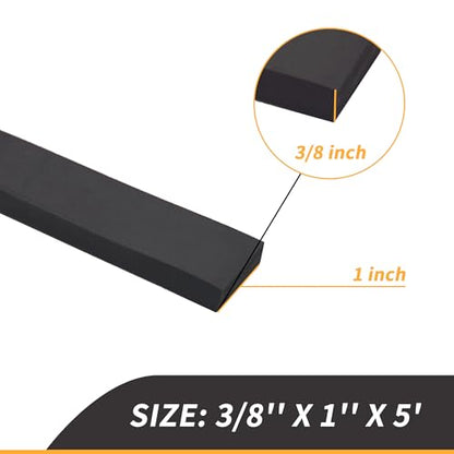 3/8 Inch Thick Neoprene Rubber Strips and Heavy-Duty Solid Rubber Rolls, Sheet for DIY Gasket, Warehouse, Pads, Seals, Weather Stripping, Flooring (1 Inch Wide, 5 Feet Long) - size: 3/8" x 1" x 5', style: Non-Adhesive Backing