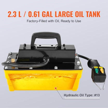 VEVOR 10,000PSI Air Hydraulic Pump, 0.61 Gal Reservoir, NPT 3/8 In Oil Outlet, NPT 1/4 In Inlet, Plastic Air Hydraulic Pump with Remote Control Actuator, for Automobile Frame Machine & Hydraulic Press - style: 2.3 L with Remote Control