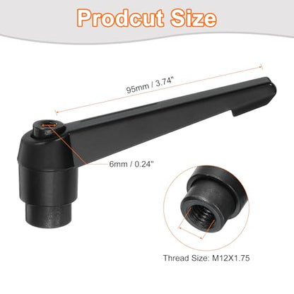 uxcell 2Pcs M12 Adjustable Knobs Handle Female Thread Push Button Ratchet Quick Release Locking Rotating Bolt for Lathe Machinery, Black - size: M12