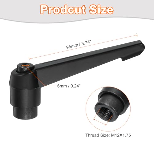 uxcell 2Pcs M12 Adjustable Knobs Handle Female Thread Push Button Ratchet Quick Release Locking Rotating Bolt for Lathe Machinery, Black - size: M12