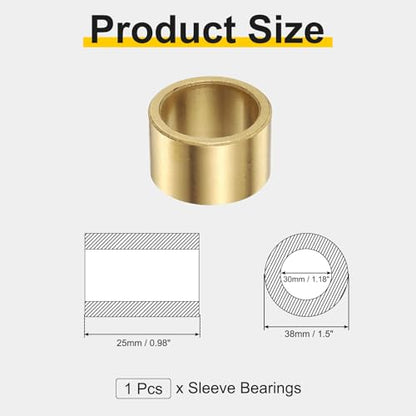 uxcell Sleeve Bearings, 30mm Bore x 38mm OD x 25mm Length - size: 30x38x25mm