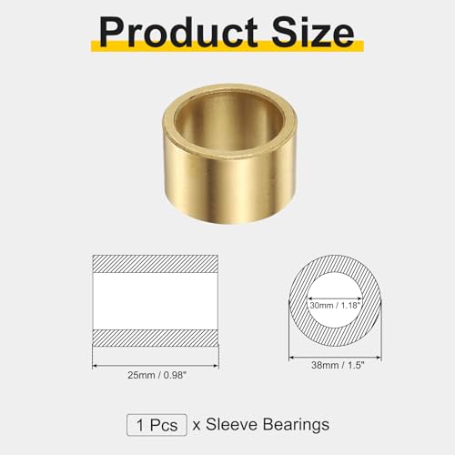 uxcell Sleeve Bearings, 30mm Bore x 38mm OD x 25mm Length - size: 30x38x25mm
