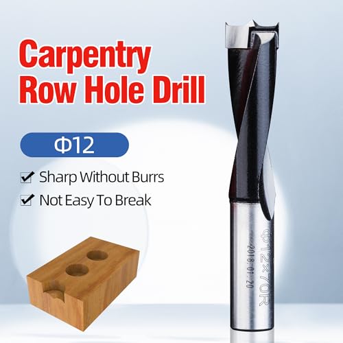 HUHAO 12mm Carbide Tipped Brad Point Boring Bit,Right Hand Dowel Drill Bits - size: 12mm Dia x 70mm Long x 10mm Shank R