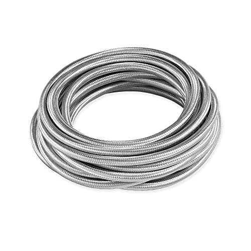 BRIGHTTIA Silver Color Cloth Covered Electrical Wire - 16Ft Textile Cable for Pendant Light Fixture and Vintage Lamp Revival - DIY Lamp Parts for Unique and Creative Lighting Projects (B079) - color: Silver