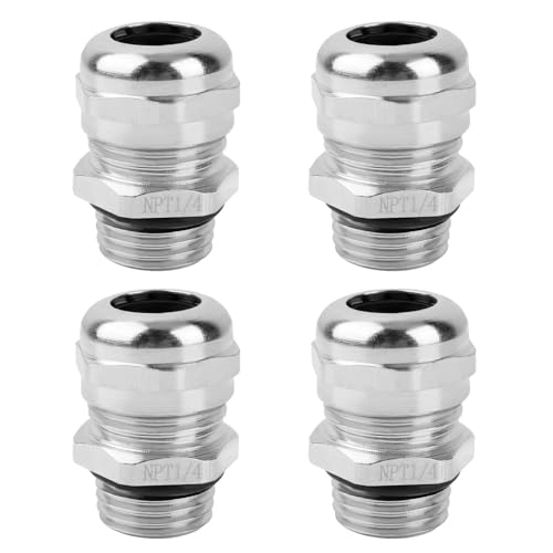 4 Pcs 1/4" NPT Nickel-Plated Copper Cable Gland - style: 1/4" NPT