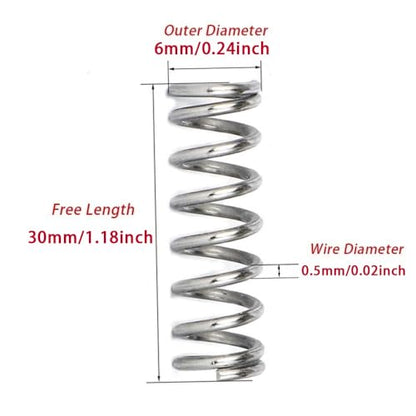 150pcs Compression Springs, 304 Stainless Steel Small Pen Spring, Length 10-30mm, OD 4-6mm, Wire Diameter 0.3-0.5mm (Color : 150pcs, Size : 0.5 * 6 * 30mm) - size: 0.5*6*30mm