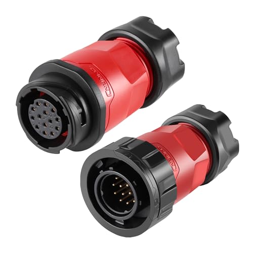 CNLINKO YM-20 14 PIN Industrial Waterproof Connector,IP68 Circular Connector,PBT Plastic Shell Quick Plug Aviation Connector M20 Male Plug and Female Plug - size: 14-Pin, style: Solder-Assembly