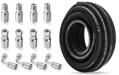 25FT 1/2" Hydraulic Hose with 12PCS Hydraulic Hose Fittings - size: 1/2" Hydraulic Hose - 25FT