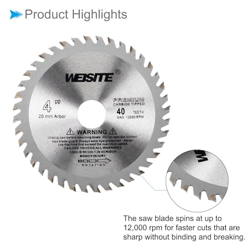 Circular Saw Blade, 4" Outer Dia 40 Teeth 5/8" Arbor, Wood Tungsten Carbide Tipped Slitting Saw (Applications: For Wood Cutting) - size: 105mm x 40T